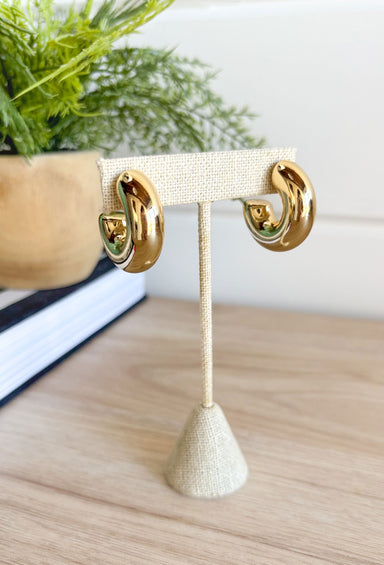 Hattie Hoop Earrings in Gold, classic chunky gold hoop