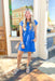 Let It Be Dress in Royal Blue, short sleeve textured dress in royal blue, has pockets