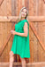 Make A Wish Dress in Kelly Green, ruffle sleeve dress with cinching on the chest in kelly green