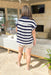 Make It Count Top, short sleeve collared top, navy and white stripes, v-neck 