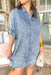 Make Your Move Dress in Washed Denim, short dulman sleeve button down dress in a washed denim, dress has collar 