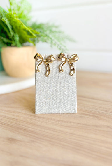 Paris Streets Bow Earrings, chunky gold bow earrings