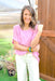 Savannah Dolman Top in Pink Mauve, short sleeve dolman linen top in light pink