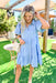 Serena Dress in Chambray, babydoll puff sleeve button up dress