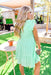 Spring Has Sprung Dress, green and light blue gingham dress with ruffles on the sleeves and a v-neck line