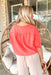 Take My Heart Top, short sleeve cotton top with cause sleeves in tomato orange