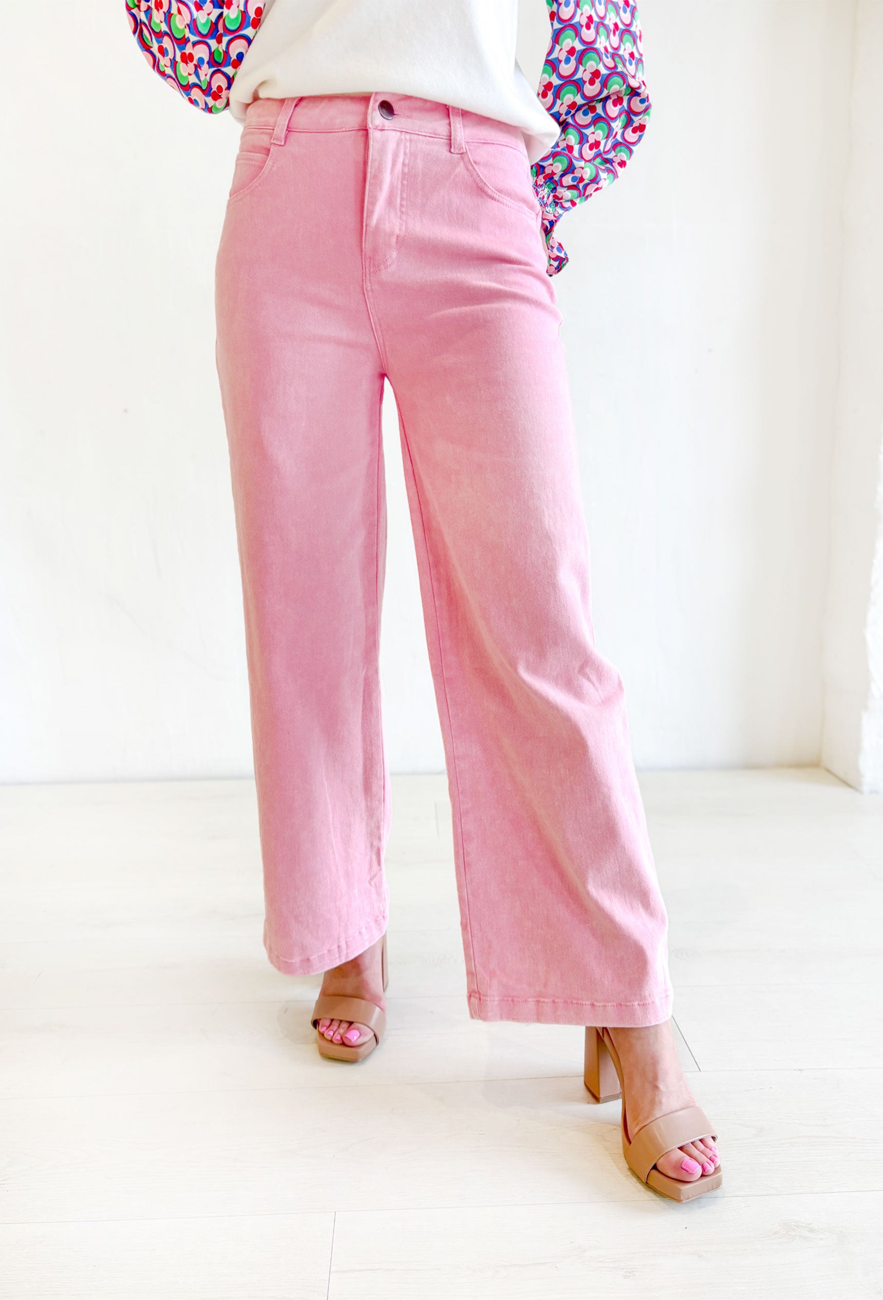 Trendiest Around Pink Flare Denim, pink flare pants