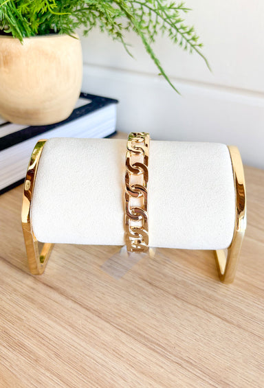 Try To Catch Up Bracelet, slim chain link clamp bracelet