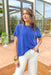 Wait Is Over Top in Royal Blue, ribbed short sleeve top in royal blue