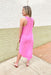 Z SUPPLY Reverie Slub Dress in Heartbreaker Pink, bubble gum pink midi tank dress with v-neck 