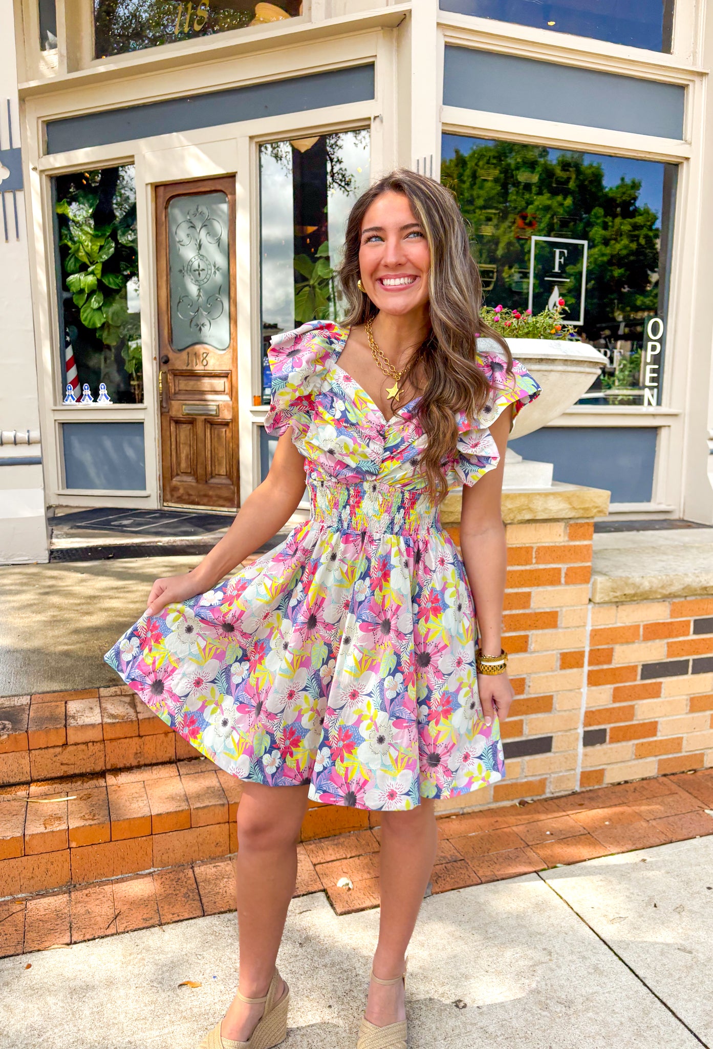 Paris Nights Floral Dress - Groovy's