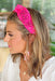 Western Ways Beaded Headband, Hot pink headband features stylish rhinestone details and pink beaded cowgirl hats along the side