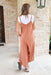 Z SUPPLY Flared Jumpsuit, Terracotta loose fit jumpsuit with spaghetti straps and pockets 