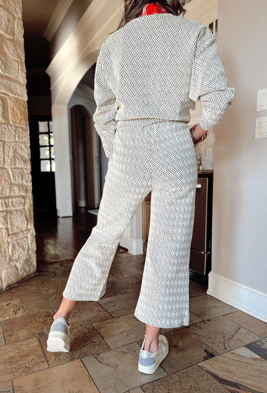 A Cozy Dream Wide Legs Pants, white and black textured wide leg pants