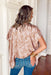 all at once blouse, spotted blouse with scooped neck in cognac and white 