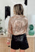All The Drama Sequin Top, champagne sequin button up top