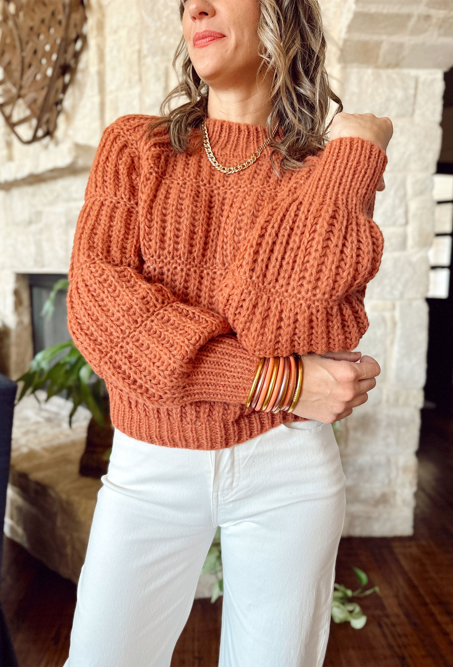 Apple Cider Sips Knit Sweater, burnt orange knit sweater