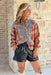 Autumn Forever Flannel Top, burnt orange, charcoal, cream, tan, and taupe flannel