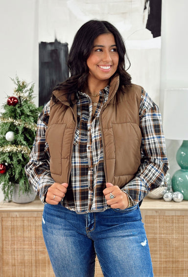 Bright Friday: Kennedy Puffer Vest in Brown