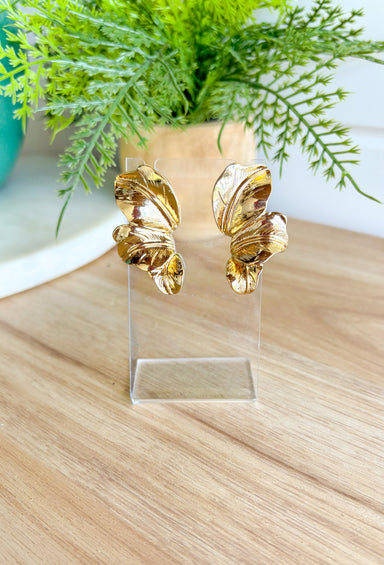 Channeling Confidence Earrings, Gold post petal earrings