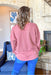 Chilly Morning Top in Dusty Rose, long sleeve top with front pocket and soft v-neck