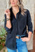 Christi Button Up Top in Black, button up long sleeve with one frocket