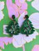 Festive Feeling Beaded Earrings, green beaded earring with colorful bead ornaments