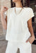 Cozy Daydream Chenille Top, cream short sleeve top with a soft, light-weight chenille material.