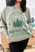 Farm Fresh Christmas Trees Pullover, sage green pullover with forest green graphic "farm fresh pine spruce fir cedar" a christmas tree graphic and "christmas trees cut & carry a real beaut guaranteed""