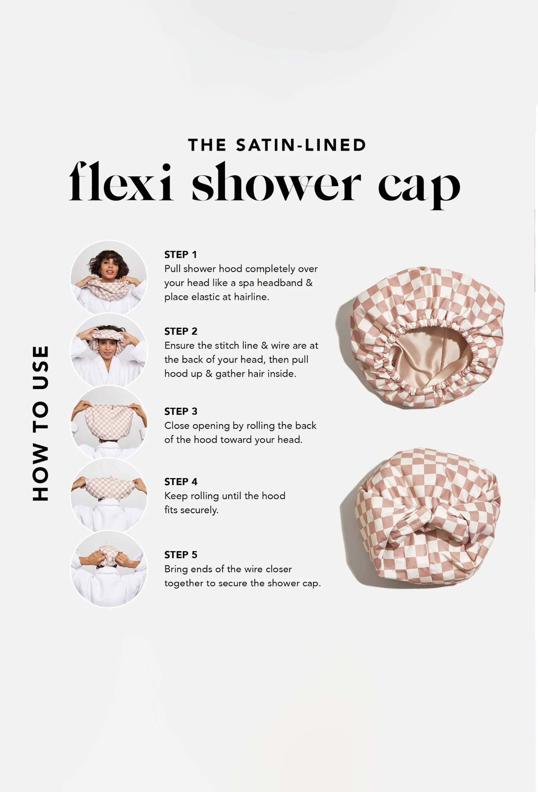 Kitsch Satin-Lined Flexi Shower Cap
