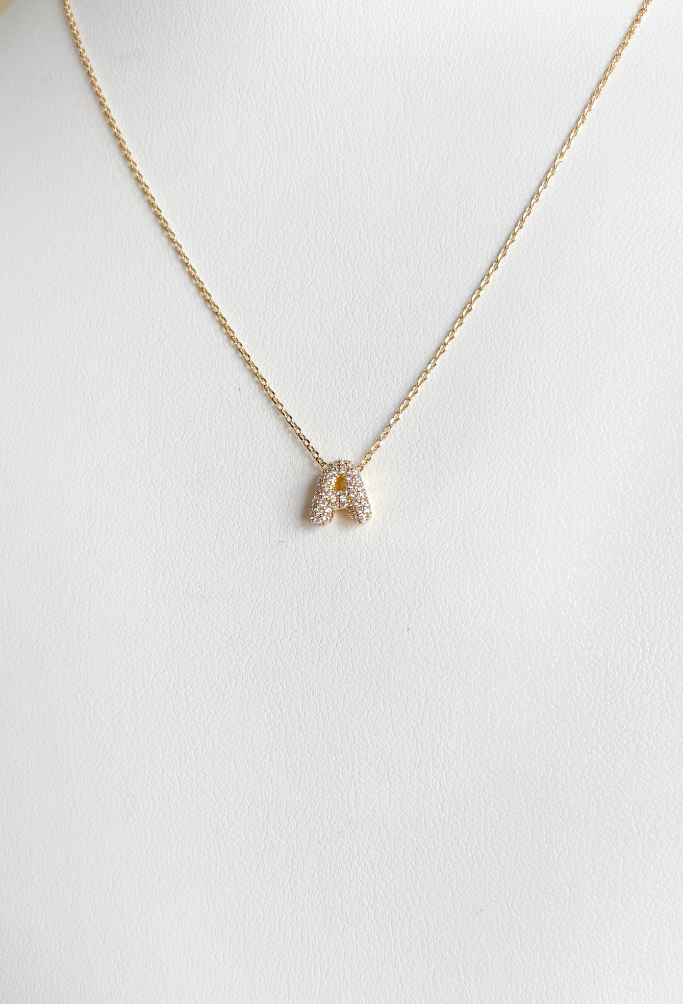 Gold Pave Bubble Initial Necklace Groovy's