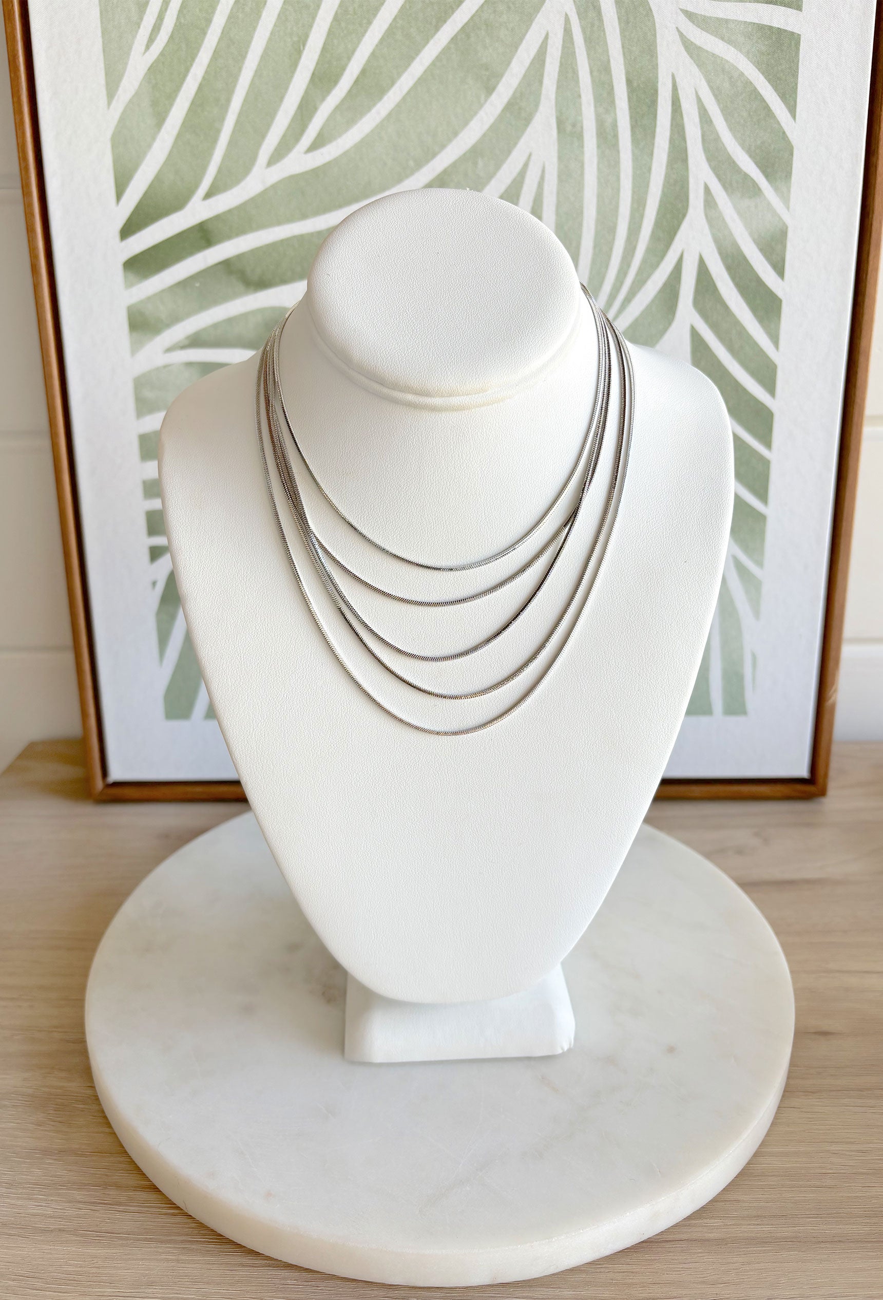 Jasmine Layered Chain Necklace in Silver