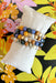 Lost In A Dream Bracelet Set, yellow, white, matte gold, cognac and green beaded bracelet