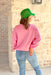 McKenna Pullover in Pink, soft light weight crewneck in baby pink