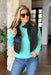 Miley Leather Puffer Vest in Black, black faux leather snap button cropped puffer vest