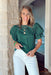 No Rules Top in Hunter Green, green puff sleeve top 