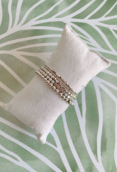 Overcome The Odds Bracelet Set, stack of 5 silver  beaded braclets