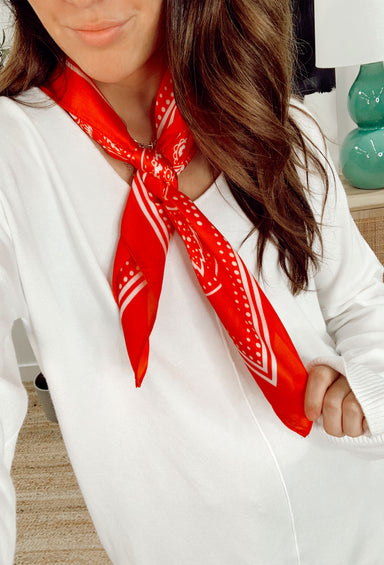 Laney Bandana Neck Scarf in Red