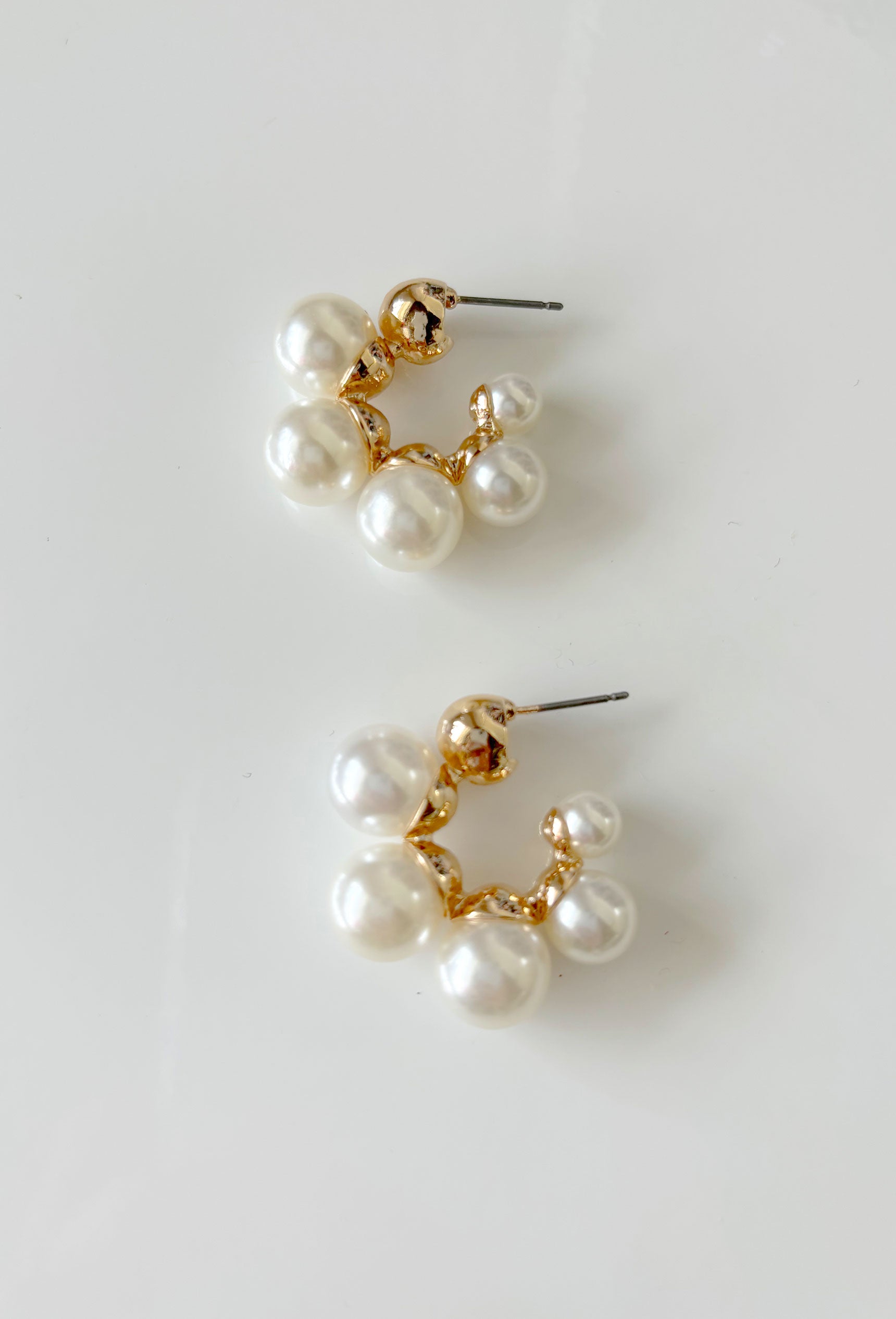 So Loved Pearl Hoop Earrings, pearl hoop (5 pearls)
