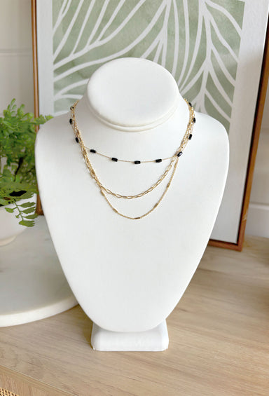 Something To See Necklace in Black, 3 layered necklace