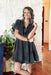 Sunny Days Dress in Black, black gauze short sleeve dress with tiering, soft v-neck, and collar