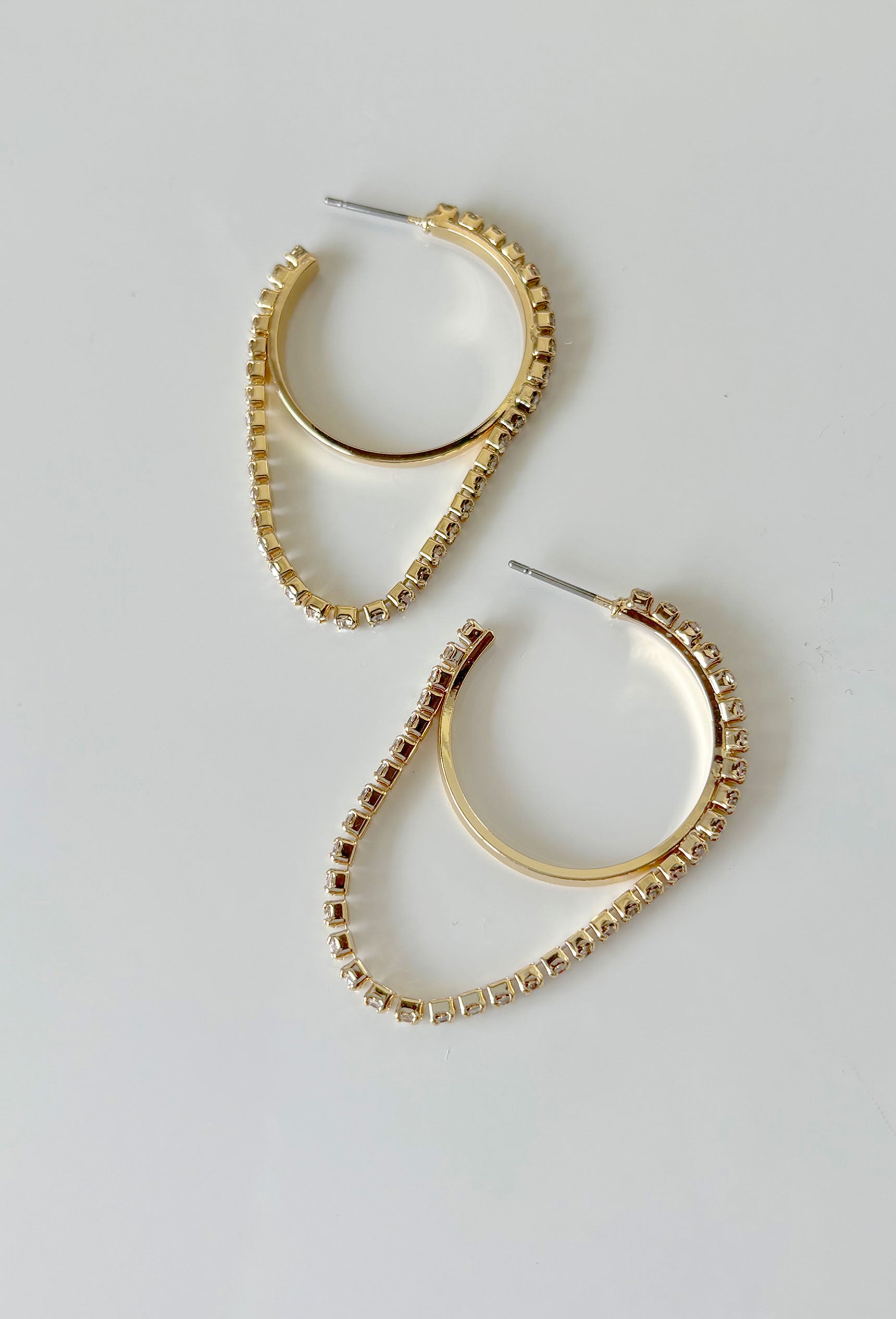 Wish For It Hoop Earrings in Gold, gold hoop with crystal rhinestones and drop tier
