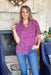 Wrong Idea Zebra Blouse, purple and burgundy zebra short sleeve blouse with v-neck