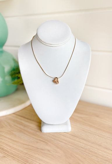 You're Always There Necklace, dainty gold chain with abstract gold shape in the center