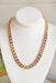 All About It Chain Necklace, chunky gold chain necklace with rainbow colored detail on each chain, lobster clasp