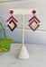 All to Well Earrings in Burgundy, drop earrings, two diamonds intertwined, gold and burgundy
