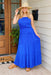 Along She Comes Maxi Tiered Dress, royal blue dress, tiered body, self tie detailing