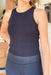 Astrid Ribbed Tank Top in Black, ribbed tank top with built in bra