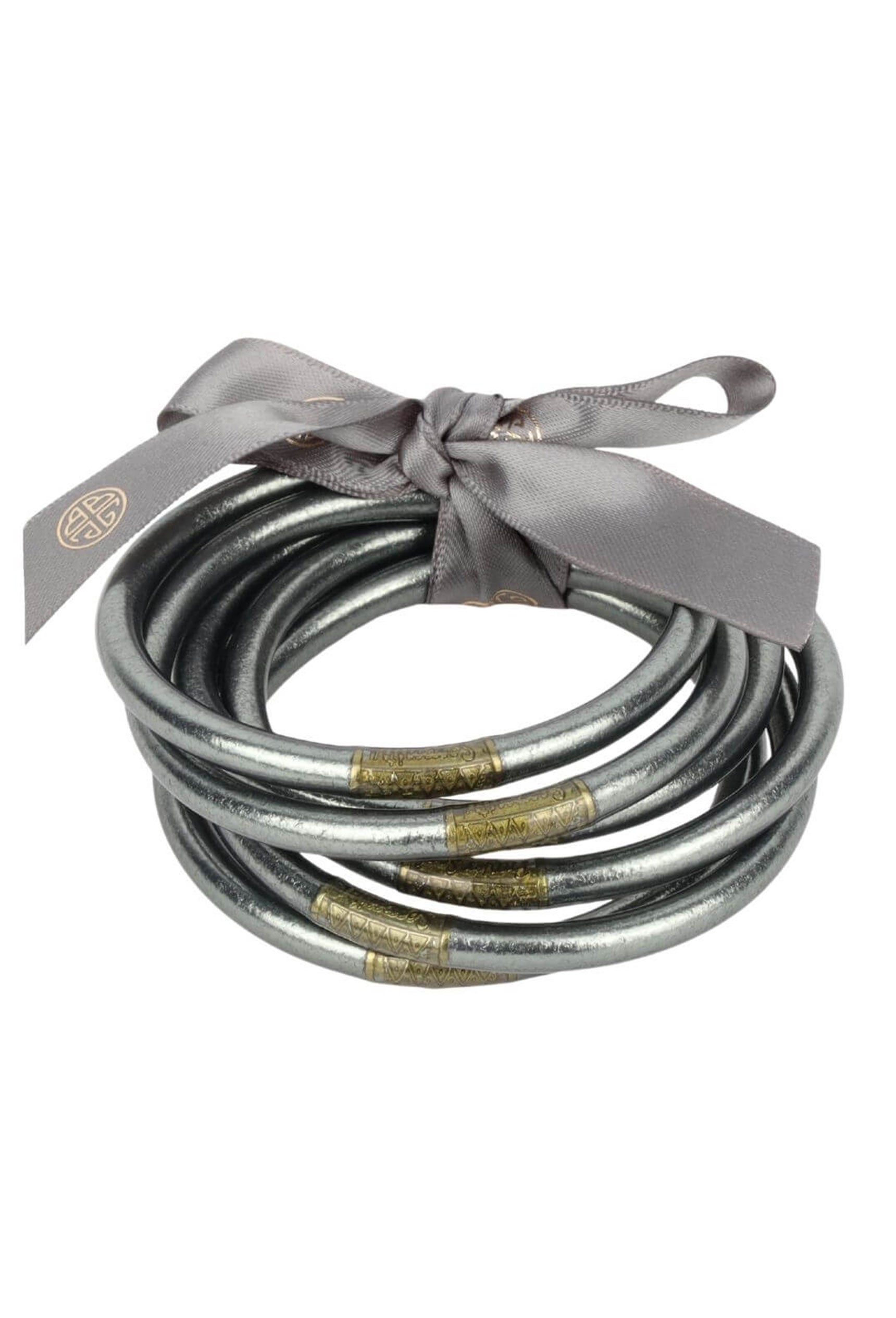 BUDHAGIRL AWB in Graphite, set of 6 bangles with a grey sparkly tone