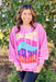 Be Yourself Graphic Pullover, pink pullover with rainbow words that say "you don't have to be anything other than yourself"